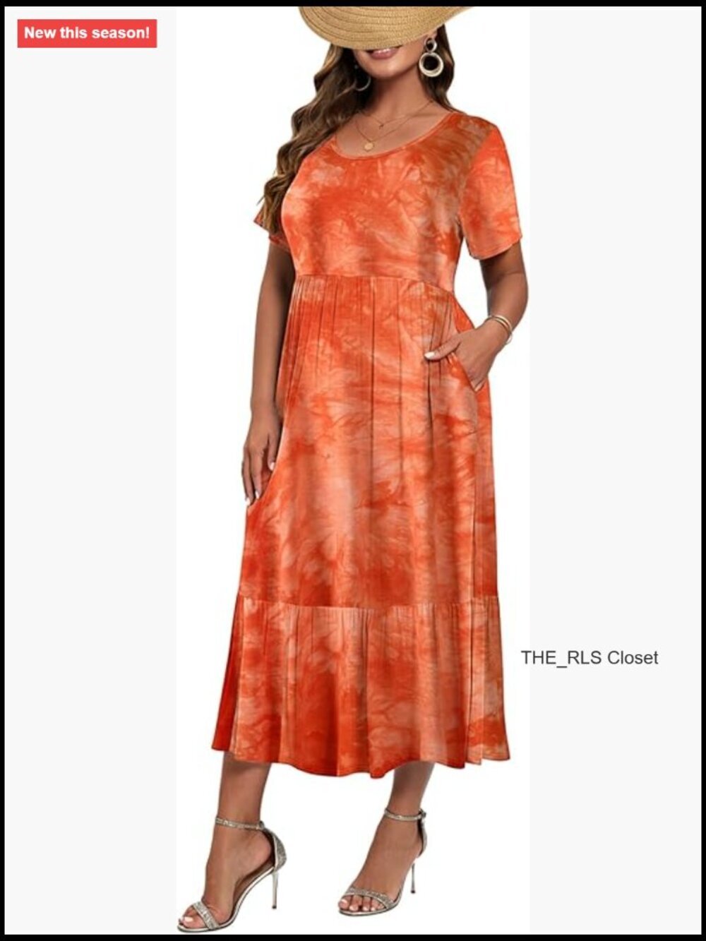 Plus Size Maxi Dress with Pockets Short Sleeve Flowy Beach Dress L-6XL
